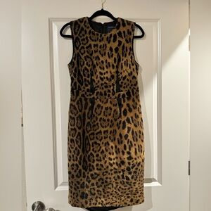 Roberto Cavalli Class Leopard Fitted Womens Dress Wool Cotton Blend Size 10